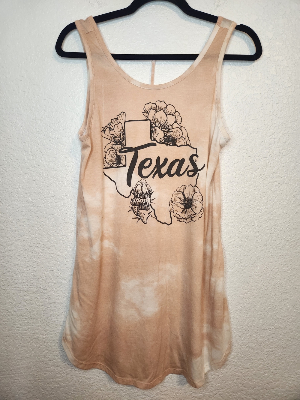 Texas Floral Tie-Dye Tank Beige coverup Size L